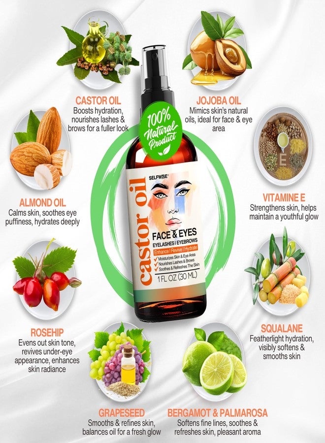 SELFWISE Organic Castor Oil For Face Moisturizer, Eyes, Eyelashes, Eyebrows, Wrinkles with Jojoba, Rosehip, Grapeseed, Squalane, Palmarosa, Bergamot and Vitamin E for Gentle Skin, Men & Women 1oz - Image 4